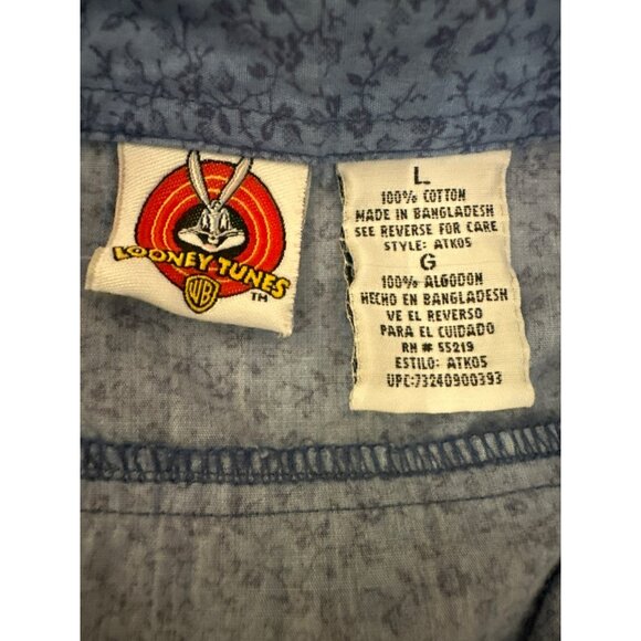 Vintage Looney Tunes Tweety Bird Womens Floral Embroidered Denim Shirt L Button - Picture 3 of 6